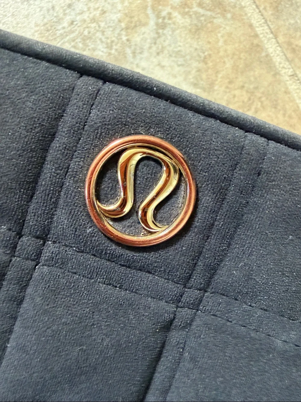 lululemon athletica Black Quilted Crossbody with Rose Gold Logo
